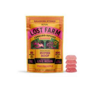 Kiva Lost Farm | Pink Pineapple x Super Boof Live Resin Gummies