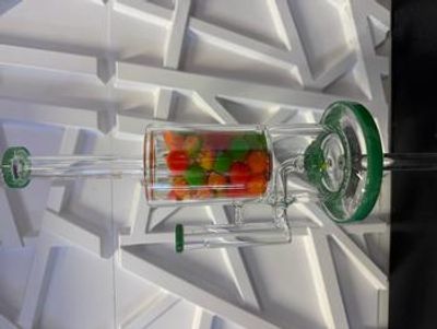 Alpha | Bong | Accessory | Glass | 11 Inch Fruit Inspired Citrus Burst Recycler Rig | Guacamole Green