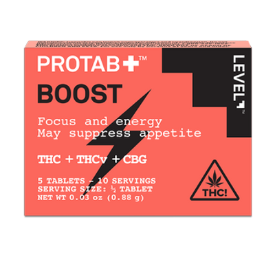 Level | Tab Pill | 93.80 mg | 5pc | Boost | (93.80mg: 48.60mg: 17.20mg THC:THCV:CBG)