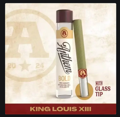 Anthem | Pre-Roll | Bold-King Louis XIII-Glass Tip Infused-1g | 50.21% | Indica