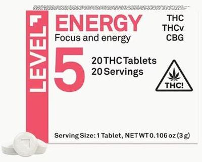 Level | Tab Pill | 100mg | Energy Protab | 20pc / 100mg | 1:1:1 THC:THCV:CBG