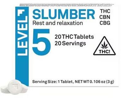 Level | Tab Pill | 100mg | Slumber Protab | 20pc / 100mg | 1:1:1 | Indica Hybrid