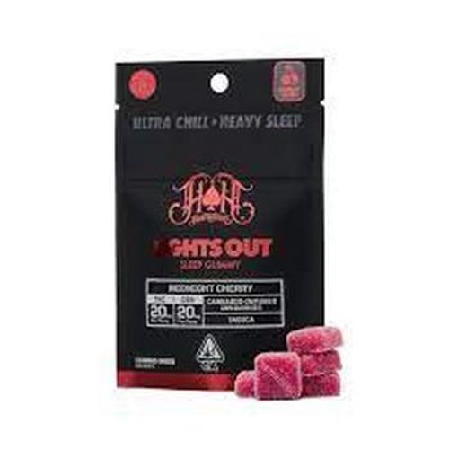  Heavy Hitters LIGHTS OUT100mg THC/ 100mg CBN Gummy Pack: Midnight Cherry [I]