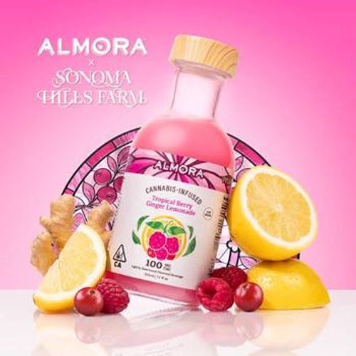Almora Farm: 12oz Bottle: 100mg THC Pink Jesus Lemonade Beverage