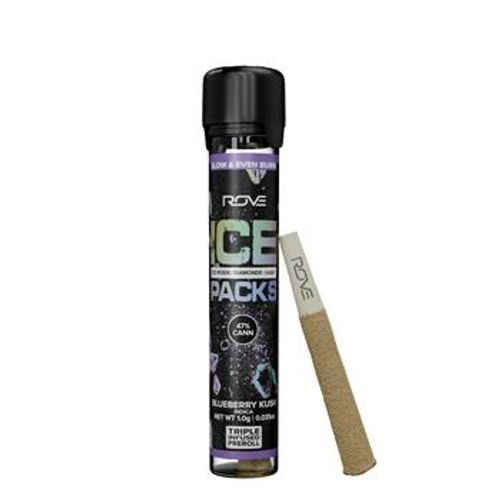 Rove Ice Packs | 1g Blueberry Kush Rosin, Diamond, Hash Infused Preroll
